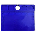 MECHANIC V75 MICROSCOPE SILICON MAT - rectangular blue silicone repair mat featuring a central logo, upper storage compartments, and textured sections on both sides.