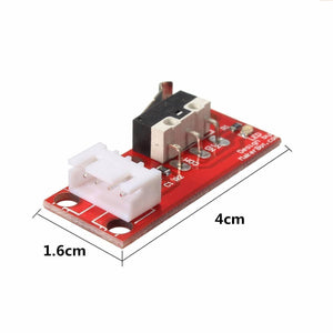 Mechanical End Stop Endstop Limit Switch For CNC 3d Printer Ramps 1.4 - a red circuit board with a white connector and a black switch, shown with 4cm by 1.6cm dimensions.
