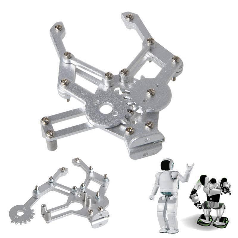 Mechanical Metal Gripper For Robot Mechanical Claw Robotic Arm Manipulator - shown as a silver metal assembly with two robot figures in the corner.