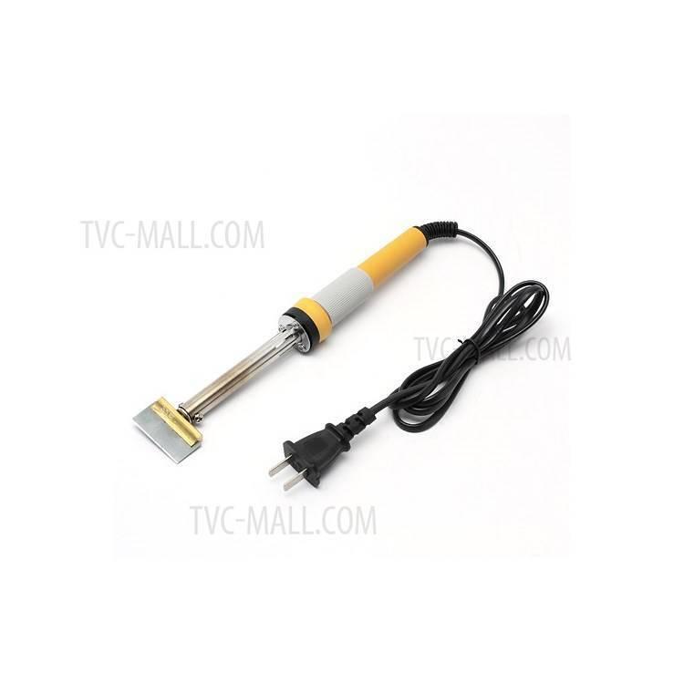 Metal Blade With Handle Replacement For Electric Degumming Glue Remover Tool - a yellow and grey handled heating tool with a flat metal blade tip.