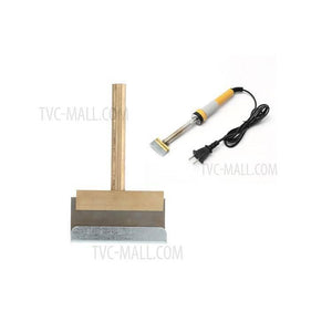 Metal Blade With Handle Replacement For Electric Degumming Glue Remover Tool - a brass-toned metal blade attachment and a handheld electric heating tool.