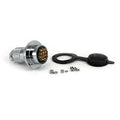 Metal Flange 25mm Head circular mil spec connector 10 pin socket - shown with a black protective cap and small mounting screws and nuts.