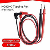 Meter Test Lead Probe HC92 - a pair of red and black multimeter test leads with right-angle connectors and pointed probes, 82cm in total length.