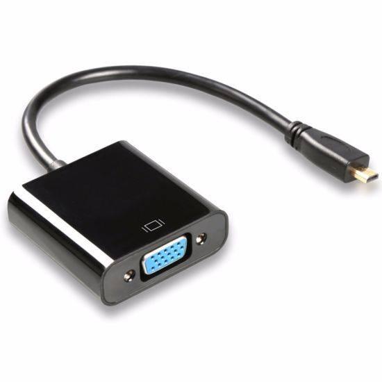 Micro HDMI To VGA Female Video Cable Converter Adapter For Raspberry Pi 4 - a black rectangular housing with a VGA port and a short cable ending in a micro HDMI plug.
