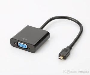Micro HDMI To VGA Female Video Cable Converter Adapter For Raspberry Pi 4 - a black adapter with a Micro HDMI male connector and a VGA female port.