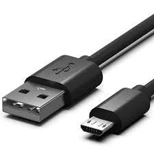 Micro USB cable for ESP32 Charging cable 12 inch edge to edge - a black 12-inch cable featuring a standard USB-A connector on one end and a micro USB connector on the other.