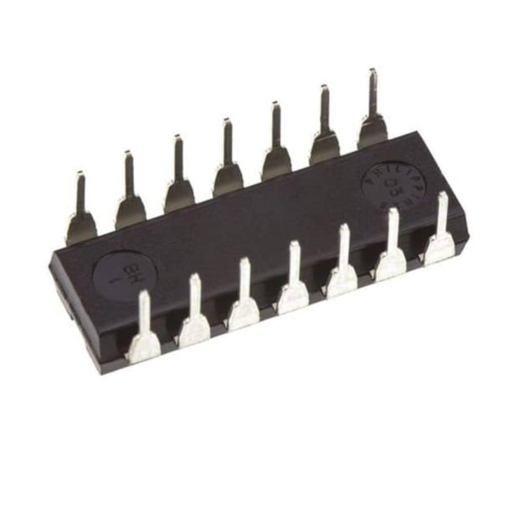 Microchip 14 Pin Flash 8 Bit Microcontroller PIC16F684 - a black, 14-pin dual in-line package electronic component with silver metal pins, shown from an angled perspective.