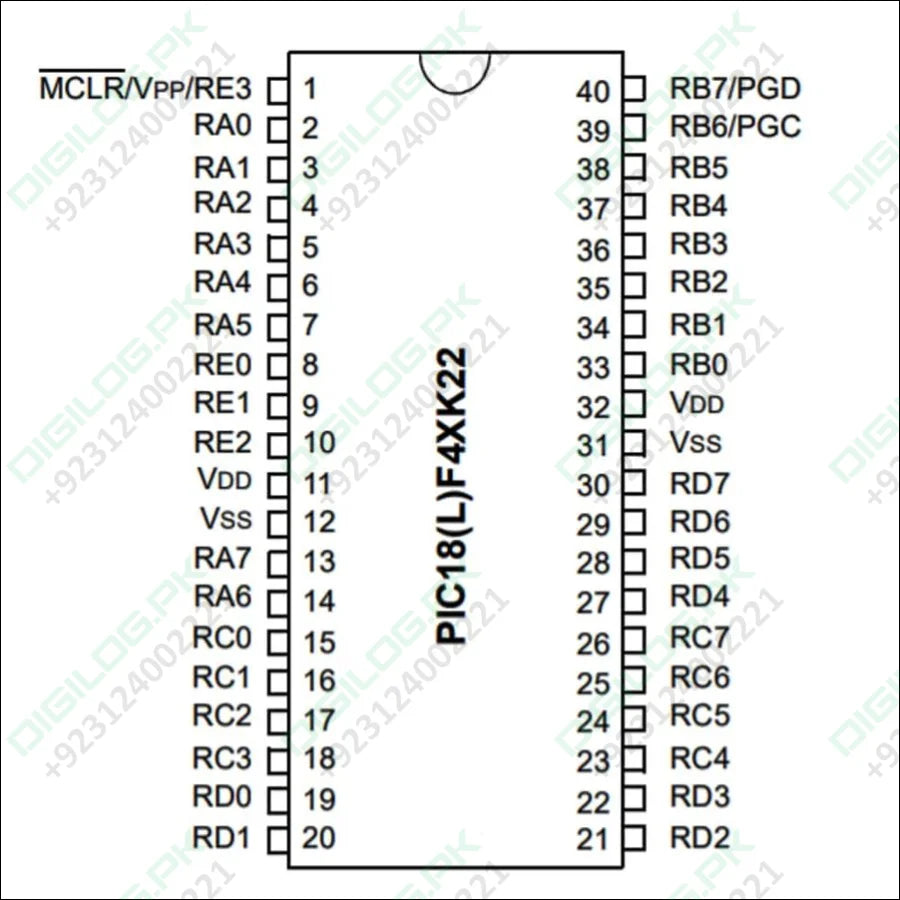 Microchip Pic18f46k22 Microcontroller 18f452 (40-pin Dip)