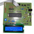 Mikroduino Kiwi Avr ATMEGA32 Arduino Ready Development Board Without LCD Without Microcontroller - an LCD screen displaying "MIKROTRONICS *** Pakistan ***", LEDs, buttons, and power ports.