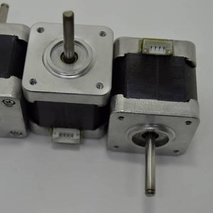 Minebea Japan d Cut Shaft NEMA 17 Stepper Motor For 3d Printer CNC - three silver and black square motors with white 4-pin connectors and protruding metal shafts.