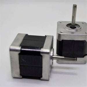 Minebea Japan d Cut Shaft NEMA 17 Stepper Motor For 3d Printer CNC - two silver and black square motors with protruding metal shafts against a white background.
