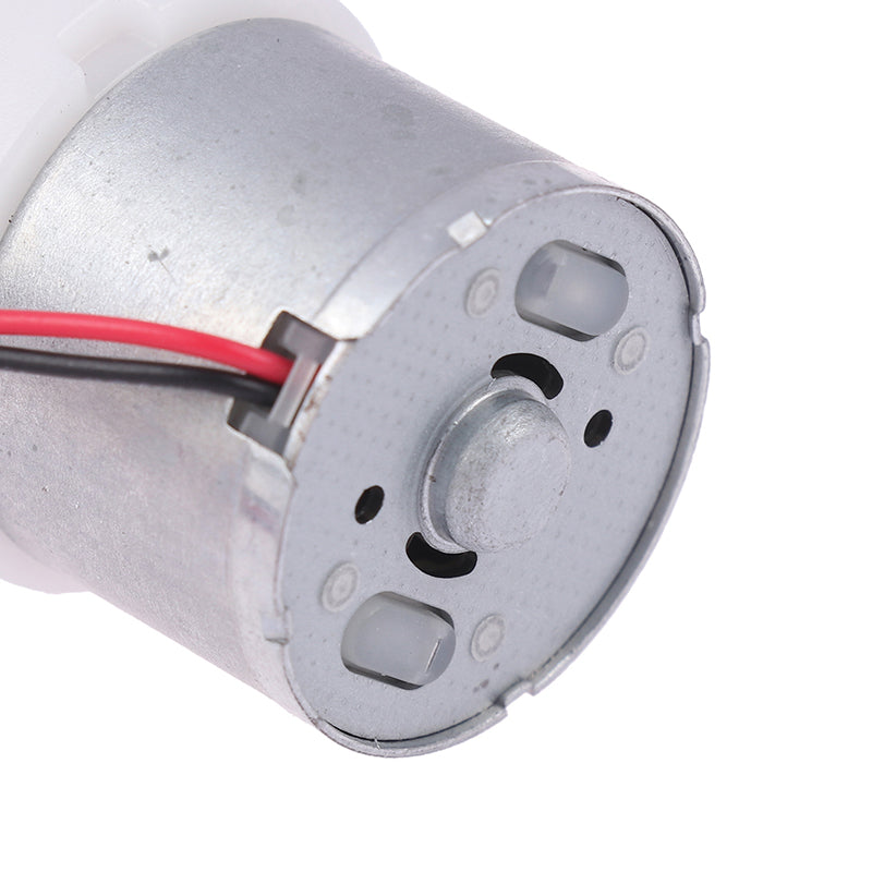 Mini 5V Water Pump Diaphragm Pump Micro Self Priming Suction Drinking Fountain Water Pump Water Dispenser Pump - a close-up view of the silver cylindrical metal motor housing with attached red and black power wires and a white plastic base.