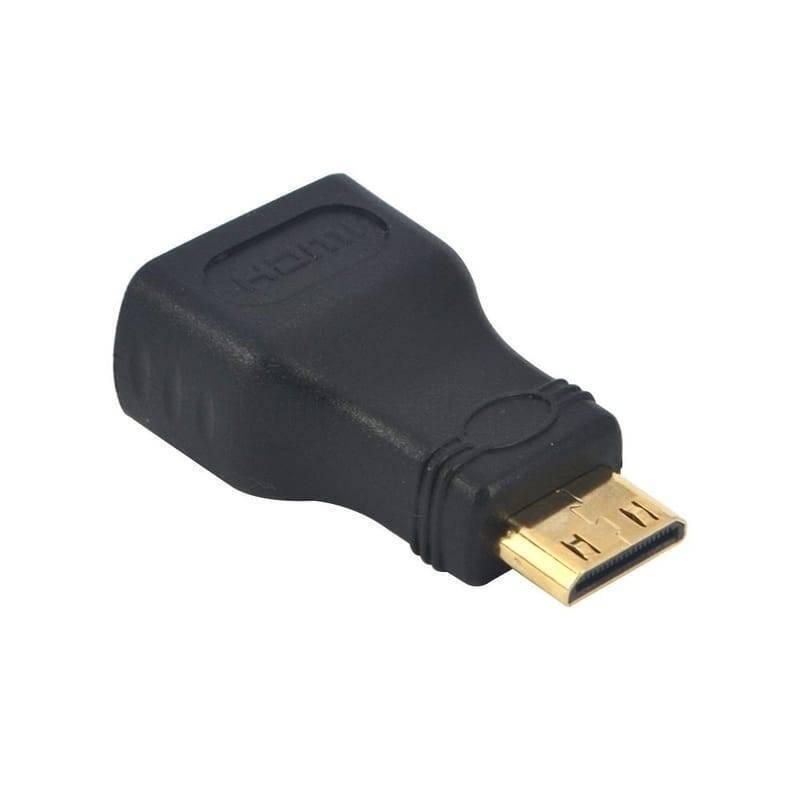 Mini HDMI Male To HDMI Female Adapter Converter For Raspberry Pi Zero w - a black adapter with a gold-plated male connector and a female port.
