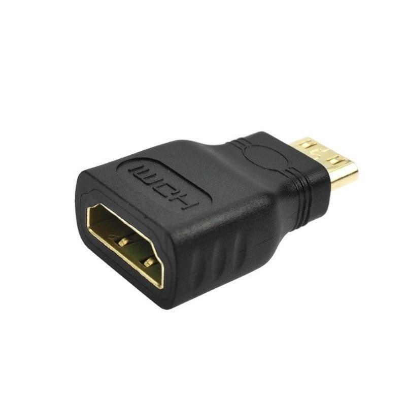 Mini HDMI Male To HDMI Female Adapter Converter For Raspberry Pi Zero w - a black L-shaped connector with a gold-plated male Mini HDMI plug and a female HDMI port.