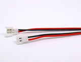 Mini Micro JST2.0 Losi 2.0mm 2-pin Connector Plug Male Female With Wire - two white plastic 2-pin connectors attached to red and black wires against a white background.