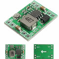 Mini MP1584EN DC-DC Buck Adjustable Step Down Module 4.5V-28V Input 0.8V-20V Output - shown from three angles, featuring a green circuit board, a square inductor, and an adjustable knob.