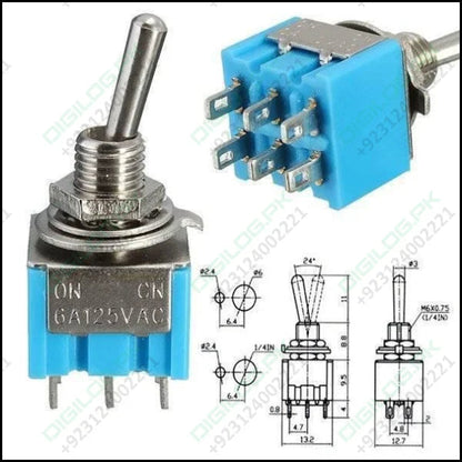 Mini Mts - 203 6 - pin Dpdt 6a 125vac Toggle Switch 6 Pin