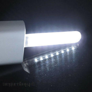 Mini Portable USB LED Night Light 5730 SMD 8 LEDS Lamp Reading Camping Cool White - rectangular lamp body with a lit, translucent white LED bar and a secondary row of eight visible SMD LEDs.