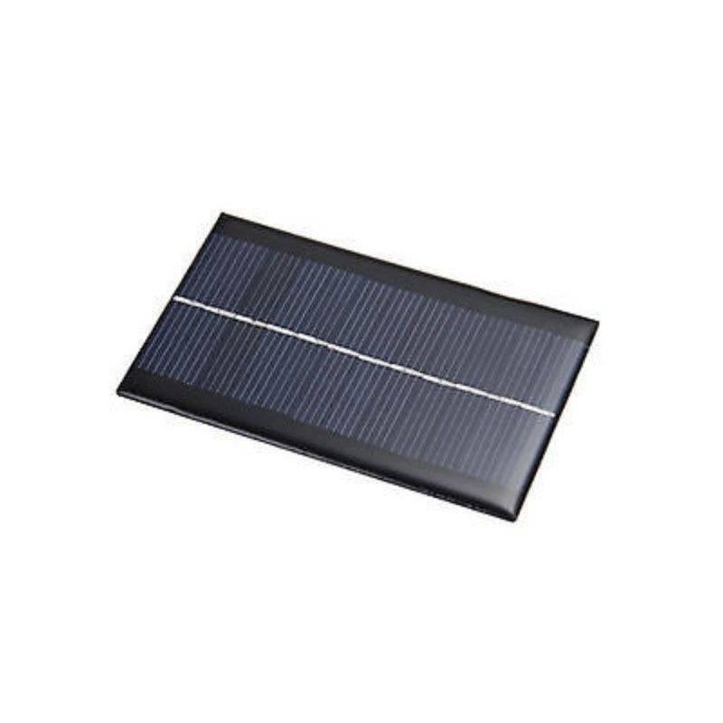 Mini Solar Panel 6V 2W DIY Robotic - a rectangular, dark blue solar panel with a thin white horizontal line across the center.