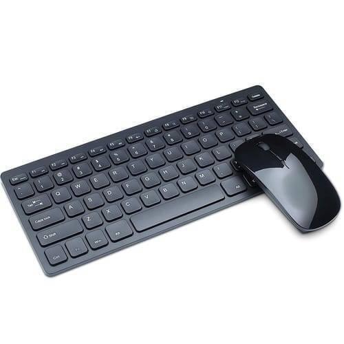 Mini Wireless Keyboard And Mouse For Raspberry Pi - a compact black wireless keyboard and a matching black wireless mouse on a white background.