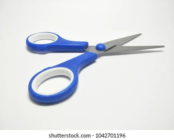 Mix Colour Scissore For General - blue and white plastic-handled scissors with metal blades, shown against a plain white background.