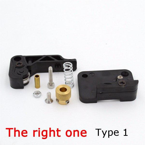 MK8/9 Dual Extruder Feed Device Part For 3d Printer 1.75mm Filament - 1( Right Side) - the right-side assembly with black plastic components, a brass gear, spring, and screws.