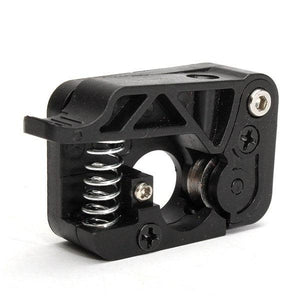 MK8/9 Dual Extruder Feed Device Part For 3d Printer 1.75mm Filament - 1( Right Side) - a black plastic mechanical assembly featuring a tension spring, a metal gear, and mounting screws.