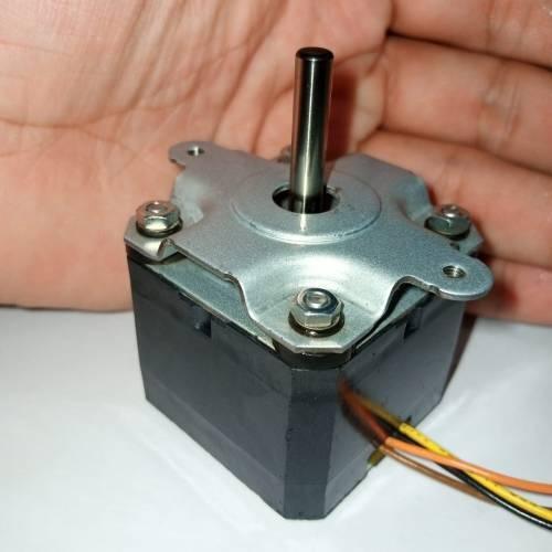 ML17A3 Bipolar NEMA17 Stepper Motor With Shock Absorber - shown as a black square motor with a silver mounting plate, metal shaft, and colored wires.