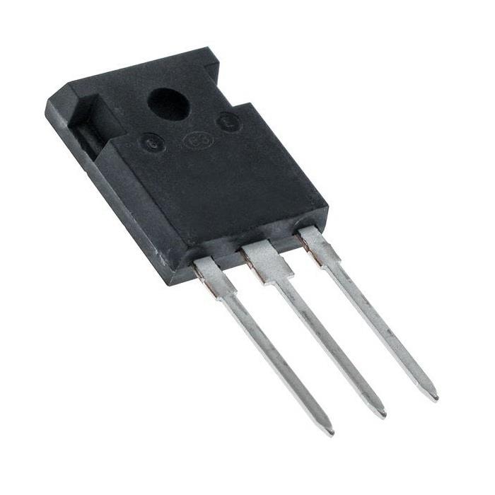 MM75N65 IGBT Power Transistor for Industrial Applications - a black electronic component with a mounting hole and three metal pins extending from the base.