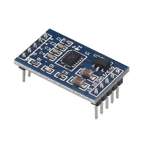 MMA7361 Angle Sensor Inclination Accelerometer Acceleration Module - a blue rectangular circuit board with a central chip and a row of eight pin headers.