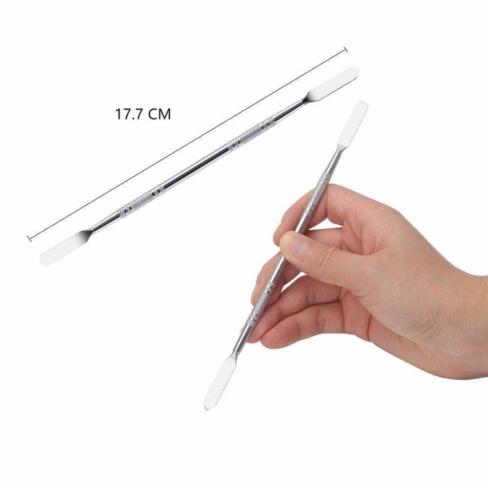 Mobile Phone / Tablet 17.7cm Metal Disassembly Rods Crowbar Repairing Tool - shown as a double-ended silver metal rod held in a hand with a dimension diagram.