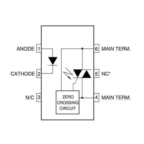 MOC3083 Optoisolators TRIAC Driver IC - shown as a black and white schematic diagram illustrating the internal circuit, pin connections, and labels.