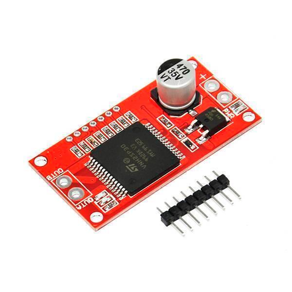 Monster Moto Shield VNH2SP30 Motor Driver - a red circuit board with a central chip, a 35V 470uF capacitor, and a separate 8-pin header strip.
