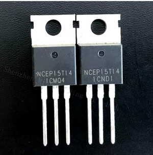 MOSFET NCE15T14 - High-Performance N-Channel Power MOSFET New Orignal - two black three-pin electronic components with silver metal tabs, showing the model number printed on the front.