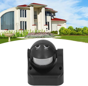 Motion Sensor Detector, Easy Installation Energy Saving Infrared PIR Motion Sensor high quality - a black infrared PIR motion sensor featuring adjustable LUX and TIME control knobs on its rotating sensor head.