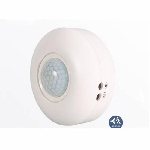 Motion Sensor Detector LED Light Switch TDL-9958J - a round, white device with a central sensor lens and two small adjustment knobs on the side.