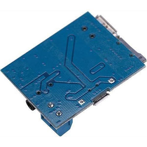 MP3 Lossless Decoders Amplifier Audio TF Card USB Module Board - the blue underside of the PCB with a micro-USB port and a 3.5mm audio jack.