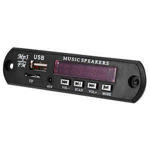 MP3 Player Amplifier Panel LED 5V Audio Module Support Fm Radio USB Tf Aux Remote No Bluetooth - a black rectangular audio module with a digital display, USB port, TF card slot, AUX jack, and control buttons.