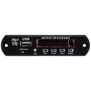 MP3 Player Amplifier Panel LED 5V Audio Module Support Fm Radio USB Tf Aux Remote No Bluetooth - a black rectangular front panel with a USB port, TF slot, AUX jack, LED display, and four buttons.