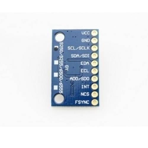 MPU6500 GY-6500 6DOF 6 Axis Accelerometer Gyro Sensor - a blue rectangular circuit board with ten gold-plated pin holes and white text labels for VCC, GND, and other ports.