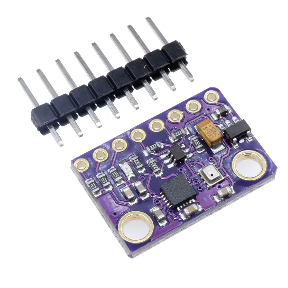 MPU9250+BMP280 Module GY-91 SPI IIC/I2C 10DOF Accelerated Gyro Compass 9 Axis Sensor Board Module Flight Control Sensor - with surface-mount components and a separate 10-pin male header strip on a white background.