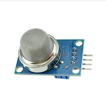 MQ135 Air Quality Detector Sensor Module - a silver metallic sensor head mounted on a blue rectangular circuit board with four output pins.