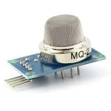 MQ2 Gas Sensor Detector Module - a silver cylindrical sensor head mounted on a small blue rectangular circuit board with four output pins.