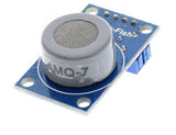 MQ7 Co Carbon Monoxide Coal Gas Sensor Module - a blue rectangular circuit board with a cylindrical grey sensor component and four metal pins at the top.