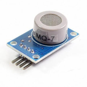 MQ7 Co Carbon Monoxide Coal Gas Sensor Module - shown as a blue circuit board with a grey cylindrical sensor and four metal connection pins.