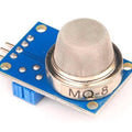 MQ8 Hydrogen Gas Sensor Module - a metallic sensor head on a blue circuit board with a blue potentiometer and four connection pins.