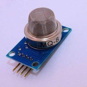 MQ8 Hydrogen Gas Sensor Module - a metallic sensor head on a blue circuit board with four gold-coloured pins at the base.