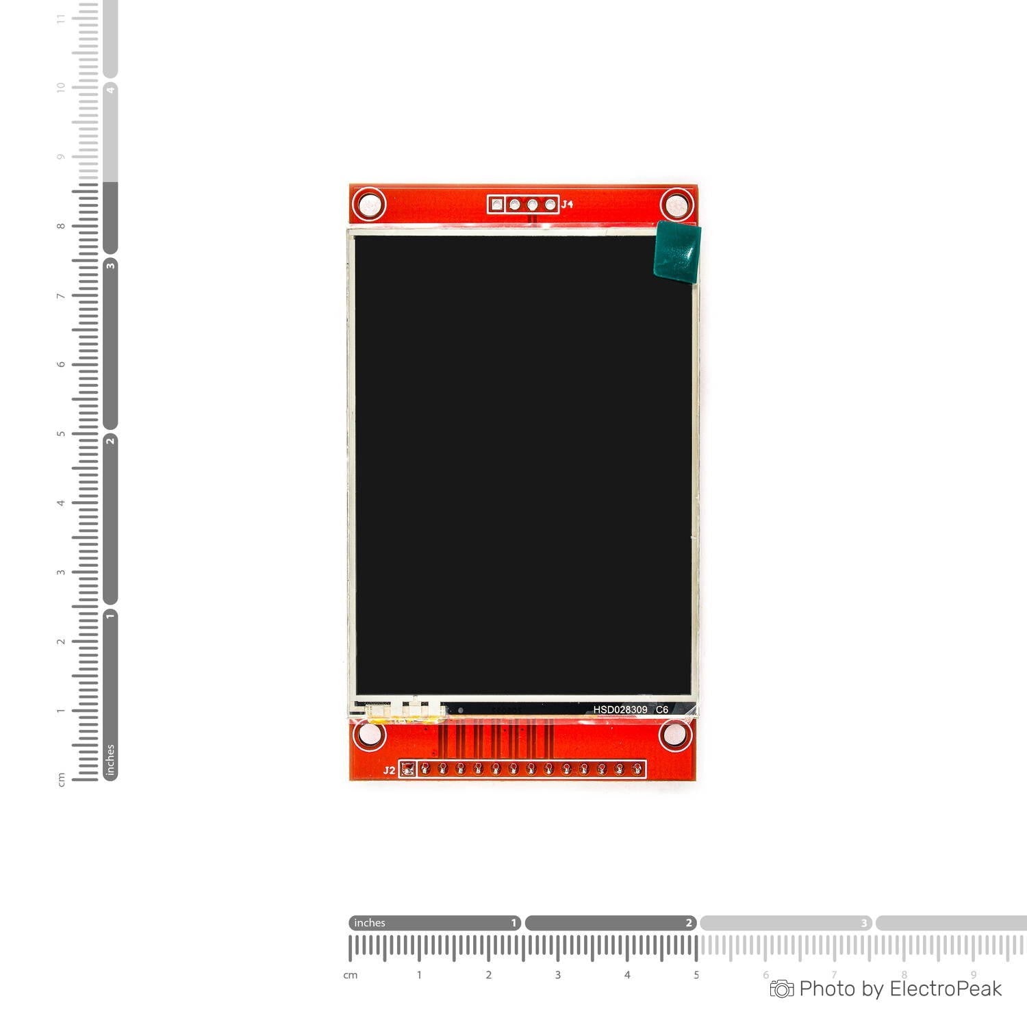MSP2807 2.8 Inch 320*240 SPI Serial TFT LCD Module Display Screen With Touch Panel Driver IC ILI9341 For MCU - a rectangular red circuit board with a black display screen, a 14-pin connector at the bottom, and a 4-pin header at top.