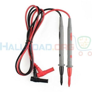 Multimeter Meter Probe Test Lead HC136 - a pair of red and black multimeter test leads with grey handles and angled connectors.