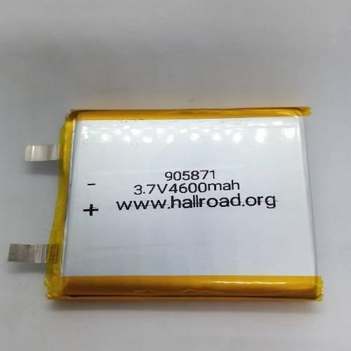 Multipurpose 4600mAh 3.7V Lithium Ion Battery Rechargeable Battery For IOT Robotics And Ev Electric Vehicle - a rectangular silver pouch cell with yellow tape edges and two metal contact tabs, labeled 905871.